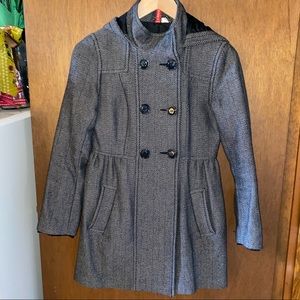 Grey Fall/Spring Peacoat with Hood